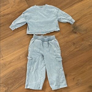 Light Blue Cropped Sweatshirt and Cargo Pants Set Next Kids size 5